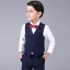 Proste / Simple Granatowe w kratę Boys Wedding Suits 2017 Długie Rękawy