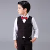 Modest / Simple Navy Blue Checked Boys Wedding Suits 2017 Long Sleeve