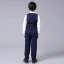 Proste / Simple Granatowe w kratę Boys Wedding Suits 2017 Długie Rękawy