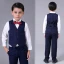 Proste / Simple Granatowe w kratę Boys Wedding Suits 2017 Długie Rękawy