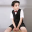 Proste / Simple Ślub Boys Wedding Suits 2017 Czarne Kótkie Rękawy