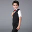 Proste / Simple Ślub Boys Wedding Suits 2017 Czarne Kótkie Rękawy