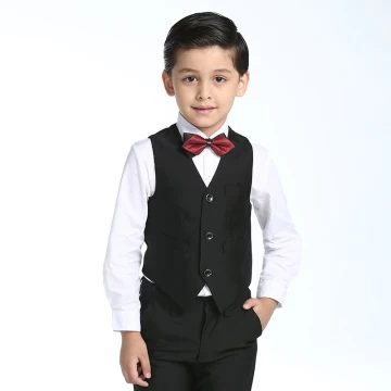 Mode Bröllop Boys Wedding Suits 2017 Svart Långärmad