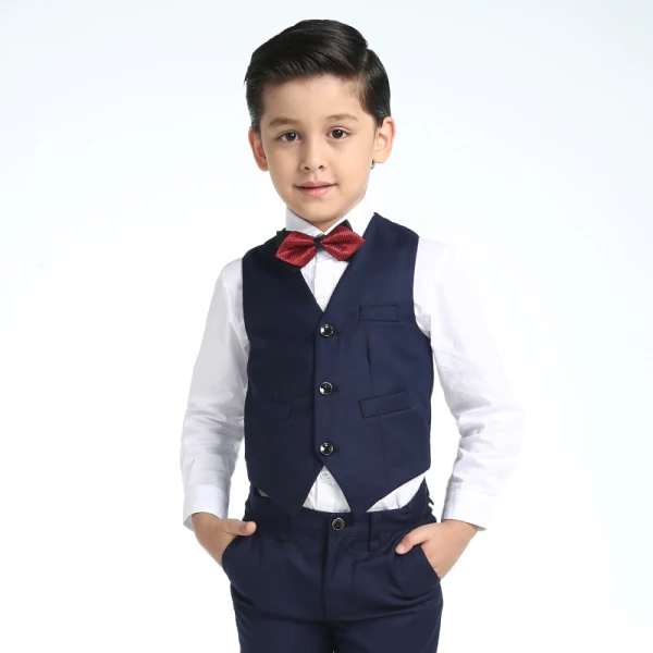 Stylowe / Modne Ślub Boys Wedding Suits 2017 Czarne Długie Rękawy