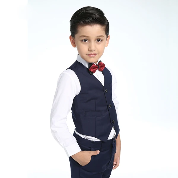 Stylowe / Modne Ślub Boys Wedding Suits 2017 Czarne Długie Rękawy