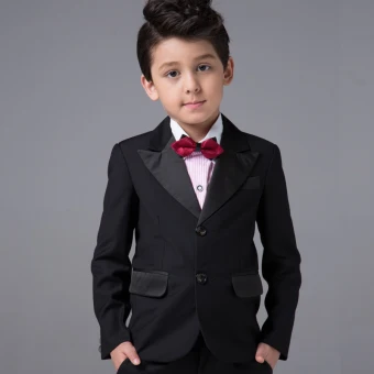 Modest Simple Boys Wedding Suits Long Sleeve Black 2017