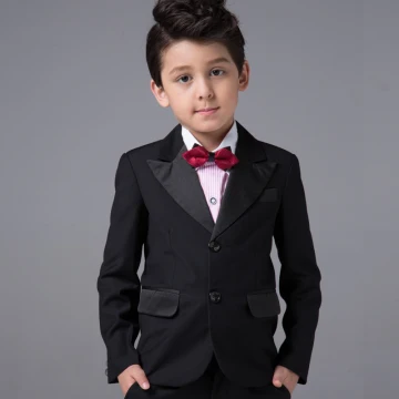 Enkel Boys Wedding Suits Langermede Svart 2017