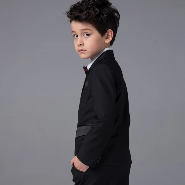 Modest / Simple Boys Wedding Suits Long Sleeve Black 2017