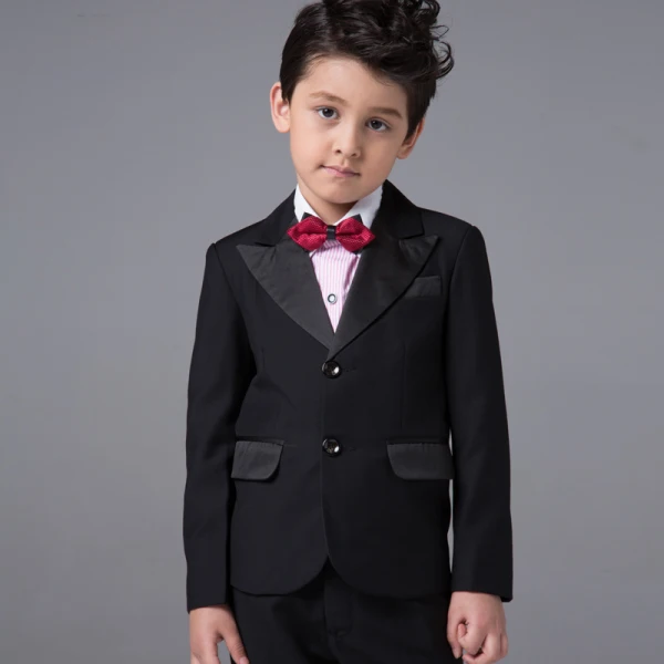 Modest / Simple Boys Wedding Suits Long Sleeve Black 2017