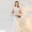 2 Pièces Plage Robe De Mariée 2017 Blanche Trompette / Sirène Cathedral Train Encolure Carrée Sans Manches En Dentelle Appliques