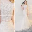 2 Pièces Plage Robe De Mariée 2017 Blanche Trompette / Sirène Cathedral Train Encolure Carrée Sans Manches En Dentelle Appliques