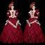 Vintage / Retro Medieval Red Ball Gown Prom Dresses 2021 Square Neckline Long Sleeve Zipper Up Floor-Length / Long Striped Beading Crystal Rhinestone Lace Satin Cosplay Prom Formal Dresses