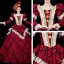 Vintage / Retro Medieval Red Ball Gown Prom Dresses 2021 Square Neckline Long Sleeve Zipper Up Floor-Length / Long Striped Beading Crystal Rhinestone Lace Satin Cosplay Prom Formal Dresses