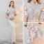 Chinese style Beach Wedding Dresses 2017 White Trumpet / Mermaid Floor-Length / Long Pearl High Neck Short Sleeve Sequins Lace Appliques