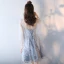 Modern / Fashion Wedding Party Dresses 2017 Wedding Bridesmaid Dresses Silver Short A-Line / Princess V-Neck Backless 1/2 Sleeves Glitter Appliques Flower