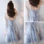 Modern / Fashion Wedding Party Dresses 2017 Wedding Bridesmaid Dresses Silver Short A-Line / Princess V-Neck Backless 1/2 Sleeves Glitter Appliques Flower