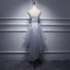 2 Piece Formal Dresses 2017 Cocktail Dresses Grey A-Line / Princess Asymmetrical Backless Sleeveless Strapless Appliques Flower
