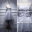 2 Piece Formal Dresses 2017 Cocktail Dresses Grey A-Line / Princess Asymmetrical Backless Sleeveless Strapless Appliques Flower