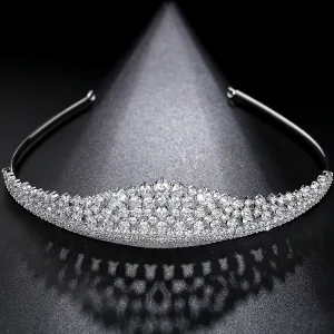 Élégant Argenté Faux Diamant Mariage Tiare 2022 Accessoire Cheveux Mariage Zircon Alliage