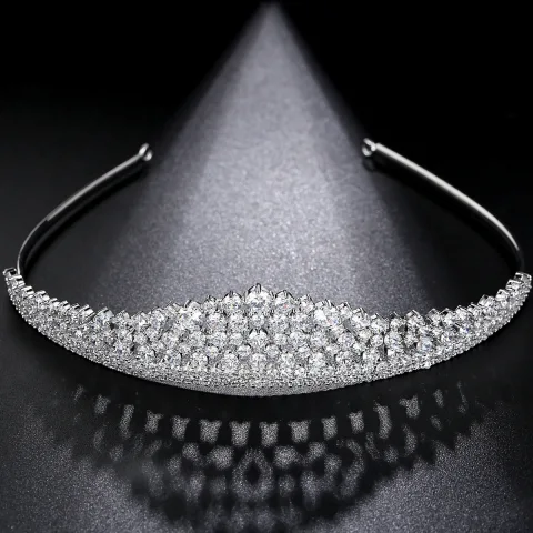 Elegante Silber Strass Hochzeit Tiara 2022 Haarschmuck Braut Zirkon Legierung