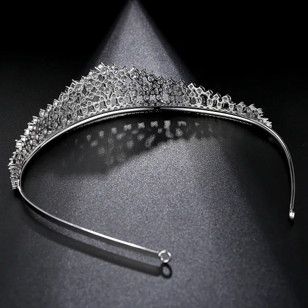 Eleganckie Srebrny Rhinestone Ślub Tiara 2022 Ozdoby Do Włosów Ślubne Cyrkon Stop