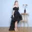 Chic / Beautiful Formal Dresses 2017 Cocktail Dresses Black A-Line / Princess Asymmetrical Cascading Ruffles Off-The-Shoulder Backless Sleeveless Lace Appliques Pearl