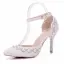 Modern / Fashion White Wedding Shoes 2018 Pearl Rhinestone Ankle Strap 9 cm Stiletto Heels Pointed Toe High Heels Wedding