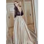 Elegant Champagne Evening Dresses  2018 A-Line / Princess Lace Flower Sequins Bow Scoop Neck Backless Long Sleeve Floor-Length / Long Formal Dresses