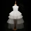 Chic / Beautiful Detachable Flower Girl Dresses 2017 Ball Gown Lace Appliques Crystal High Neck Sleeveless Asymmetrical Wedding Party Dresses