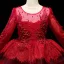 Chic / Beautiful Burgundy Flower Girl Dresses 2017 Ball Gown Lace Appliques Crystal Sequins Scoop Neck 3/4 Sleeve Court Train Wedding Party Dresses