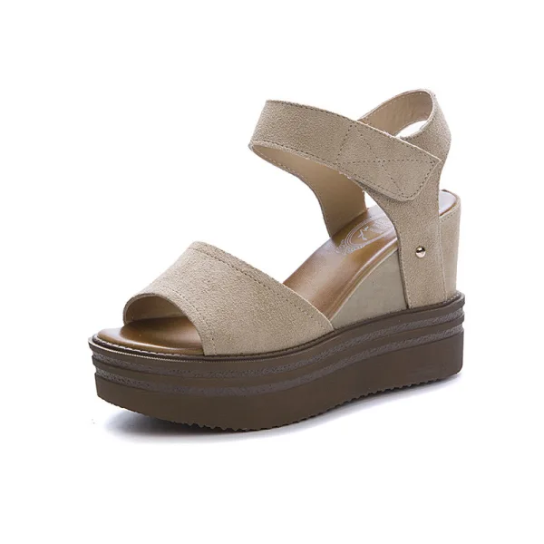 Chic / Beautiful Black Street Wear Suede Womens Sandals 2021 8 cm Wedges Waterproof Open / Peep Toe Sandals