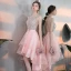 Chic / Belle Argenté Robe De Cocktail 2018 Princesse Perlage Paillettes Noeud Encolure Dégagée Sans Manches Asymétrique Robe De Ceremonie