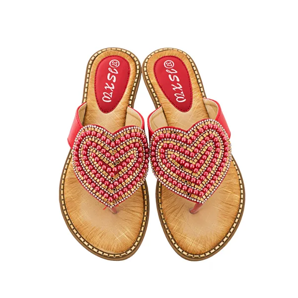 Schöne Weiß Sommer Perle Strass Strand Flache Sandalen Damen 2021 Peeptoes Sandaletten