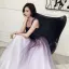 Chic / Belle Grape Dégradé De Couleur Robe De Bal 2018 Princesse Encolure Carrée Sans Manches Dos Nu Longue Robe De Ceremonie
