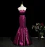 Sexy Purple Rhinestone Evening Dresses  2025 Trumpet / Mermaid Strapless Sleeveless Backless Floor-Length / Long Formal Dresses
