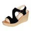 Romantic Black Street Wear Suede Womens Sandals 2021 8 cm Wedges Open / Peep Toe Sandals