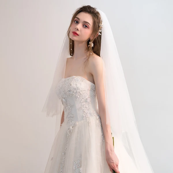 Chic / Beautiful Ivory Wedding Dresses 2018 A-Line / Princess Lace Flower Appliques Beading Crystal Strapless Backless Sleeveless Cathedral Train Wedding