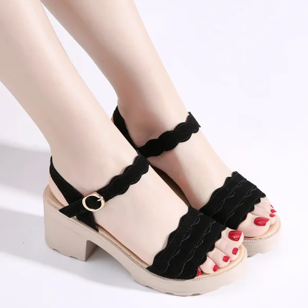 Chic / Beautiful Green Summer Street Wear Suede Womens Sandals 2021 6 cm Thick Heels Open / Peep Toe Sandals