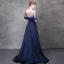 Elegant Mørk Marineblå Selskapskjoler 2018 Prinsesse Krystall Rhinestone Sash Kjæreste Ryggløse Uten Ermer Feie Tog Formelle Kjoler