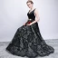 Chic / Beautiful Black Prom Dresses 2017 A-Line / Princess Metal Sash Embroidered V-Neck Backless Sleeveless Floor-Length / Long Formal Dresses