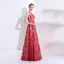 Chic / Belle Rouge Robe De Bal 2017 Princesse En Dentelle Ceinture Paillettes Encolure Dégagée Sans Manches Longue Robe De Ceremonie