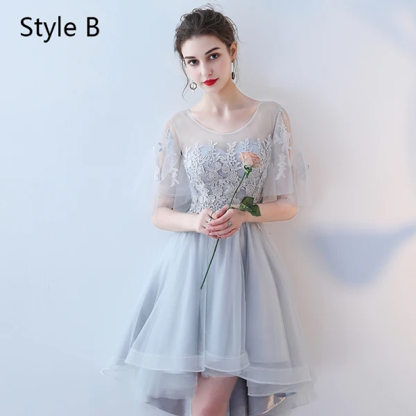 Chic / Beautiful Sky Blue Bridesmaid Dresses 2017 A-Line / Princess Lace Flower Backless Short Bridesmaid Wedding Party Dresses