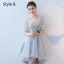 Chic / Beautiful Sky Blue Bridesmaid Dresses 2017 A-Line / Princess Lace Flower Backless Short Bridesmaid Wedding Party Dresses