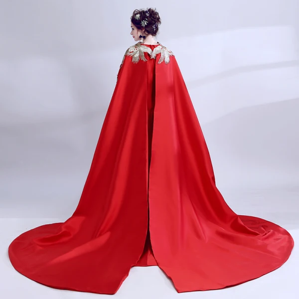 Unusual Red With Shawl Evening Dresses 2018 A-Line / Princess Embroidered V-Neck Sleeveless Court Train Formal Dresses
