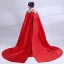 Unusual Red With Shawl Evening Dresses  2018 A-Line / Princess Embroidered V-Neck Sleeveless Court Train Formal Dresses