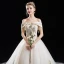 Élégant Champagne Robe De Mariée 2018 Princesse En Dentelle Fleur Perlage Gland Faux Diamant De l'épaule Dos Nu Manches Courtes Cathedral Train Mariage