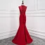 Modern / Fashion Burgundy Evening Dresses  2018 Trumpet / Mermaid Crystal Lace Flower High Neck Backless Sleeveless Sweep Train Formal Dresses