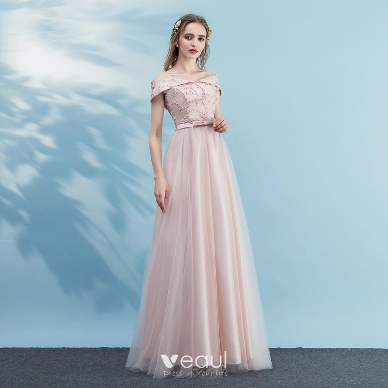 Chic / Beautiful Blushing Pink Bridesmaid Dresses 2018 A-Line ...