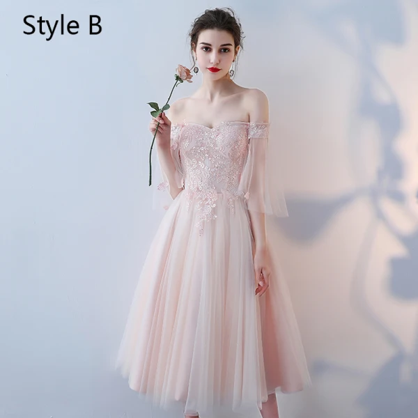 Schöne Rosa Brautjungfernkleider 2017 A Linie Mit Spitze Blumen Rückenfreies Wadenlang Brautjungfer Kleider Für Hochzeit