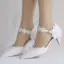 Élégant Blanche Perle En Dentelle Fleur Chaussure De Mariée 2021 Bride Cheville 5 cm Talons Aiguilles À Bout Pointu Mariage Talons Hauts